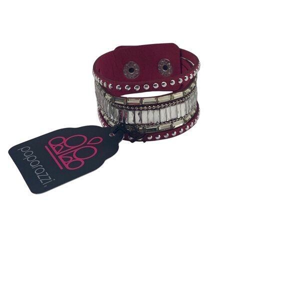 Paparazzi Jewelry Rock Star Rocker Pink Womens Snap Bracelet Lead & Nickel Free - Picture 1 of 8